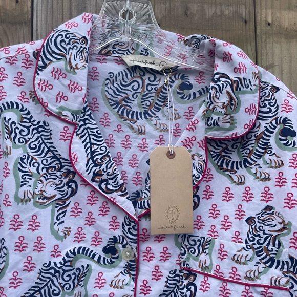 Anthropologie Printfresh pajamas set Tiger Queen. Sz Small New with tags - Picture 4 of 11